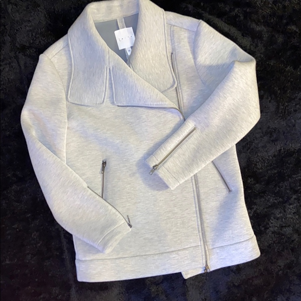Leith Nordstrom’s jersey neoprene like moto jacket